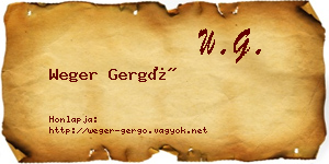 Weger Gergő névjegykártya